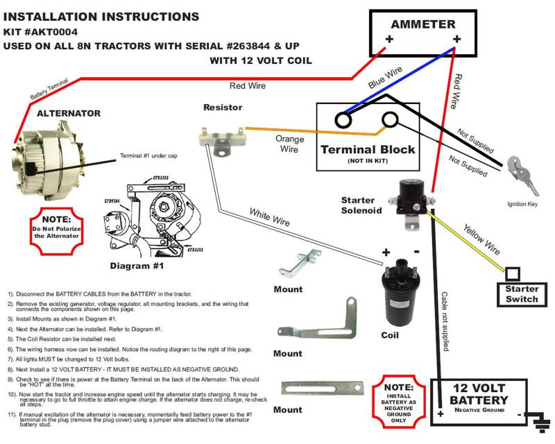 New Generator Alternator Conversion Kit Late Model Ford 8N ... mgb wiring harness diagrams 