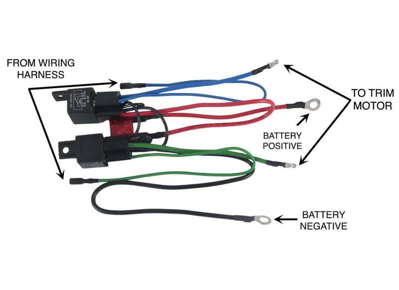 NEW WIRING HARNESS CONVERT 3 WIRE TILT TRIM MOTOR TO 2 WIRE 30 AMP FUSE 2 RELAYS