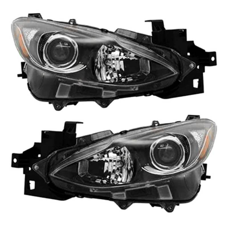 New Pair Of Halogen Headlight Compatible With Mazda 3 Hatchback 2014