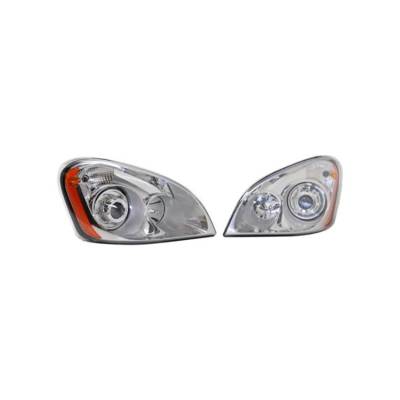 Rareelectrical - New Pair Of Headlights Fits Freightliner Hd Cascadia 125 2008-2014 Chrome Bezel