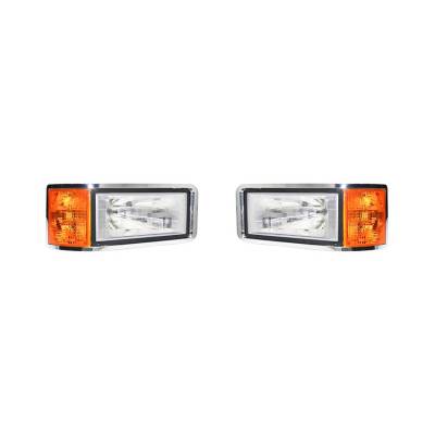 Rareelectrical - New Pair Of Headlights Fits Mack Heavy Duty Ch 1989-2003 Set Back Axel 25163253