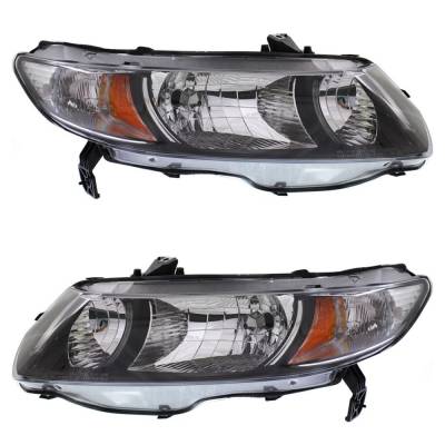 Rareelectrical - New Pair Headlights Compatible With Honda Civic Lx Coupe 2010 2011 By Part Numbers Ho2519126