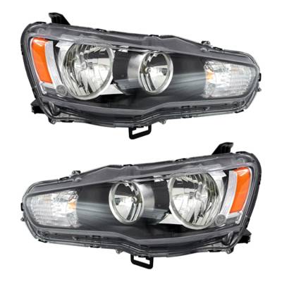 Rareelectrical - New Pair Of Halogen Headlight Compatible With Mitsubishi Lancer Ralliart Sedan 2009 By Part Number