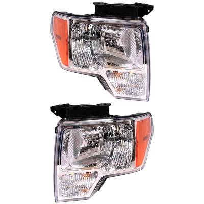 Rareelectrical - New Pair Of Halogen Headlights Compatible With Ford F-150 Xlt Lariat Pickup 2009 2010 2011 2012 2013