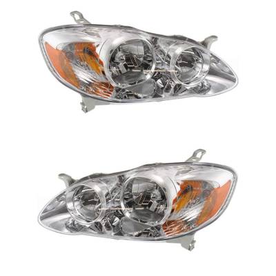 Rareelectrical - New Pair Of Halogen Headlights Compatible With Toyota Corolla Le Sedan 1.8L 2005 2006 2007 2008 By