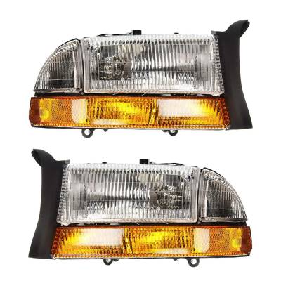 Rareelectrical - New Pair Of Headlights Compatible With Dodge Dakota Slt Sport Crew Cab 2000 2001 2002 2003 2004 By