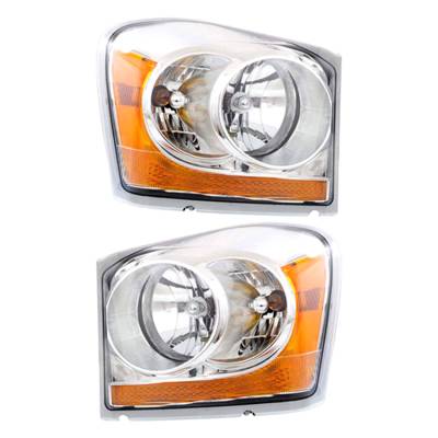 Rareelectrical - New Pair Of Headlight Compatible With Dodge Durango Slt Sport 2004-2005 By Part Number 55077720Ad