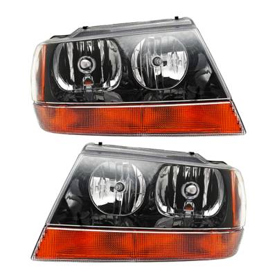 Rareelectrical - New Pair Of Headlights Compatible With Jeep Grand Cherokee Laredo 4.0L 4.7L 1999 2000 2001 2002 2004