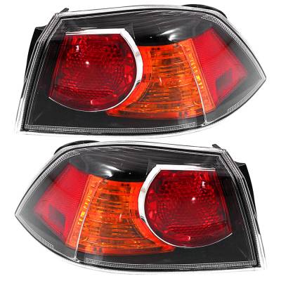 Rareelectrical - New Pair Of Halogen Outer Tail Lights Compatible With Mitsubishi Lancer Ralliart Sedan 2.0L L4