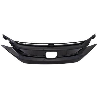 Rareelectrical - New Painted Black Grille Assembly Compatible With Honda Civic Lx 4 Cyl 1.5L Civic Sport 4 Cyl 1.5L