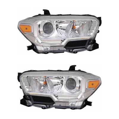 Rareelectrical - New Pair Of Halogen Headlights Compatible With Toyota Tacoma Sr Crew Cab Pickup 3.5L 2019 2020 2021