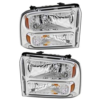 Rareelectrical - New Pair Of Headlight Compatible With Ford F-550 Super Duty Base Lariat Xl Xlt 2005-2007 By Part