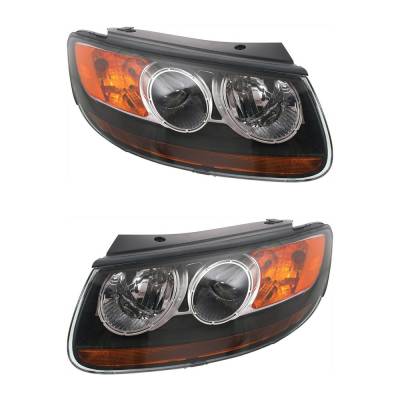 Rareelectrical - New Pair Headlights Compatible With Hyundai Santa Fe Gls Sport Utility 4 Door 3.3L 2007 2008 2009 By
