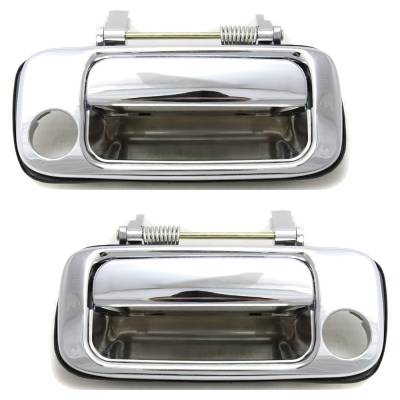 Rareelectrical - Set Of 2 Front Exterior Door Handle Compatible With 1991-1997 Toyota Land Cruiser Chrome With Key