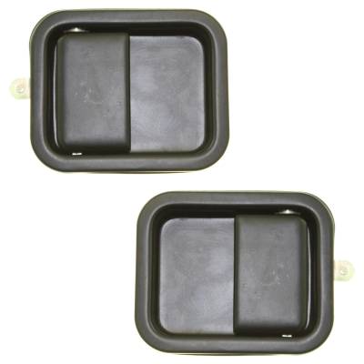 Rareelectrical - Set Of 2 Front Exterior Door Handle Compatible With 1987-2006 Jeep Wrangler Smooth Black Without Key