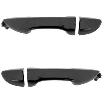 Rareelectrical - Rear Left And Right Exterior Door Handle Compatible With 2014-2019 Toyota Corolla Smooth Black