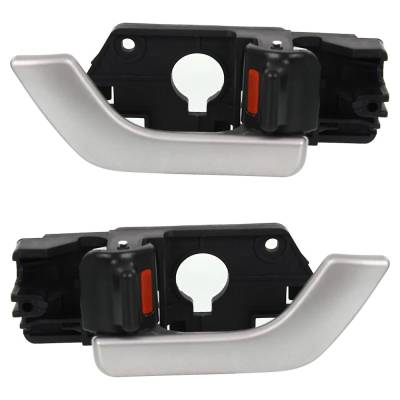 Rareelectrical - Set Of 2 Front Interior Door Handle Compatible With 2003-2008 Hyundai Tiburon Silver With Lock
