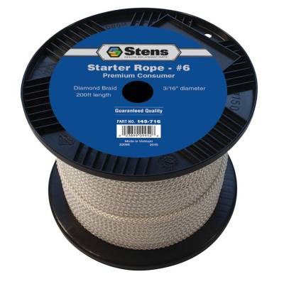 Rareelectrical - 200 Ft Diamond Braid Recoil Starter Rope #6 Size 3/16 In Diameter Compatible With Honda Gx240 Gx390
