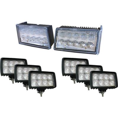 Rareelectrical - Complete 8-Piece Led Headlight And Work Light Kit Compatible With Case Ih 5220 5230 5240 5250 3220