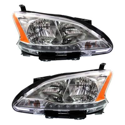 Rareelectrical - New Pair Of Halogen Headlight Compatible With Nissan Sentra Sr Sl Sedan 2013-2015 By Part Number