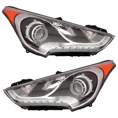 Rareelectrical - New Pair Of Halogen Headlights Compatible With Hyundai Veloster Rally Edition Hatchback 2016 By Part