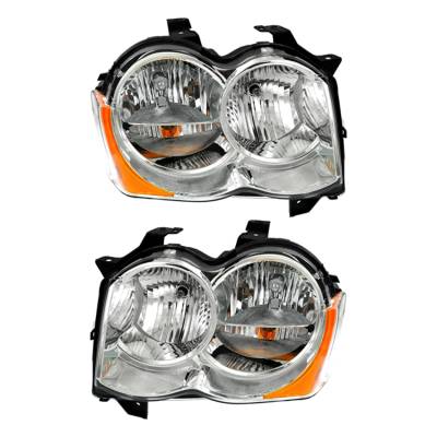Rareelectrical - New Pair Of Halogen Headlight Compatible With Jeep Grand Cherokee Laredo Sport 2008-2010 By Part