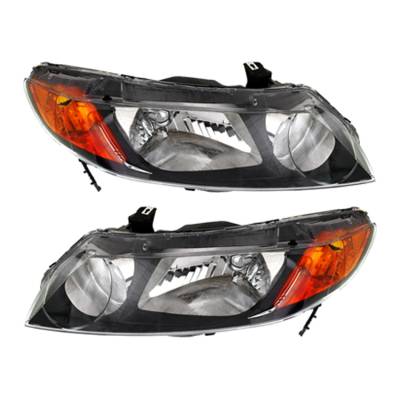 Rareelectrical - New Pair Of Halogen Headlight Compatible With Honda Civic Ex Gx Sedan 2006-2008 By Part Number