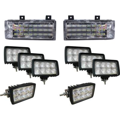 Rareelectrical - Complete 10-Piece Led Headlight Cab And Fender Light Kit Compatible With 1994-2006 New Holland 8670