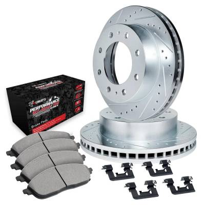 Rareelectrical - New Cross-Drilled Brake Disc And Pad Kit Compatible With Dodge Ram 2500 Base 10 Cyl 8.0L Ram 2500