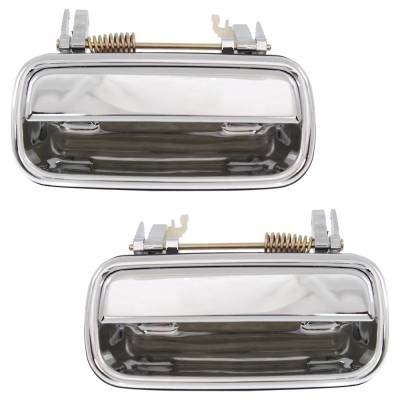Rareelectrical - Rear Driver And Passenger Side Exterior Door Handle Compatible With 2001-2004 Toyota Tacoma Chrome