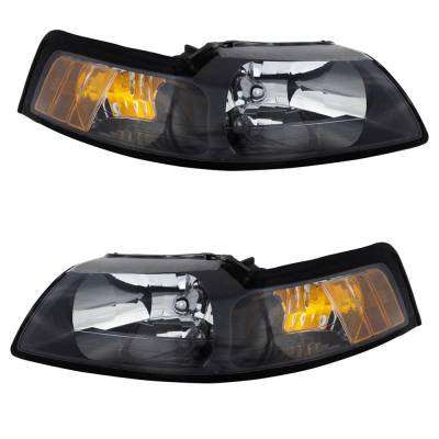 Rareelectrical - New Pair Of Headlights Compatible With Ford Mustang Gt Bullitt Coupe 2001 By Part Number Fo2503177