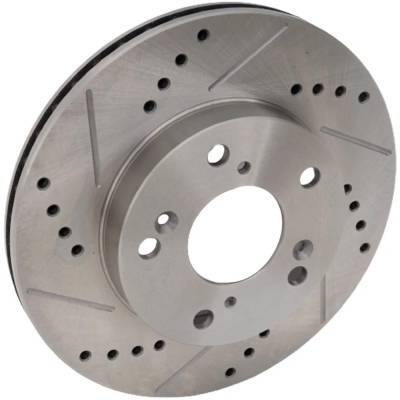 RAREELECTRICAL - New Cross-Drilled And Slotted Brake Disc Compatible With Acura Honda Civic Hybrid 4 Cyl 1.5L Civic