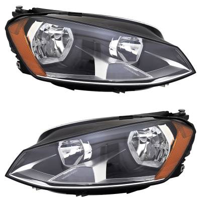 Rareelectrical - New Pair Of Headlights Compatible With Volkswagen Gti Golf Highline Hatchback 2015 2016 2017 By Part