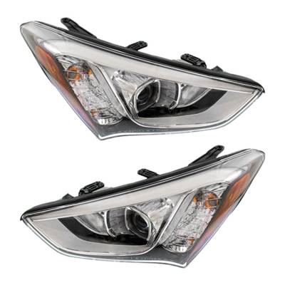 Rareelectrical - New Pair Of Halogen Headlight Compatible With Hyundai Santa Fe Sport Limited Sport 2013-2016 By Part