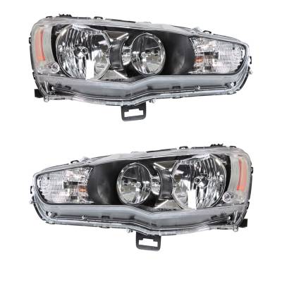 Rareelectrical - New Pair Of Headlights Compatible With Mitsubishi Lancer Evolution Mr 2009 2010 2011 2012 2013 2014