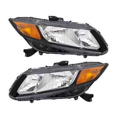 Rareelectrical - New Pair Of Headlight Compatible With Honda Civic Gx Hf Sedan 2012 By Part Number 33100-Tr0-A01