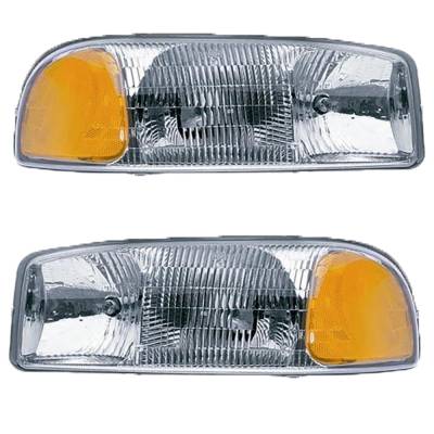 Rareelectrical - New Pair Of Headlights Compatible With Gmc Sierra 1500 Wt Standard Pickup 2002 2003 2004 2005 2006