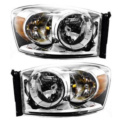 Rareelectrical - New Pair Of Halogen Headlight Compatible With Dodge Ram 1500 Laramie 2007-2008 By Part Number