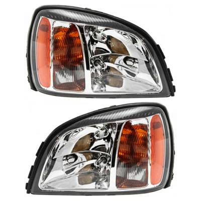 Rareelectrical - New Pair Of Halogen Headlights Compatible With Cadillac Deville Base Hearse 4.6L 2000 2001 2002 By
