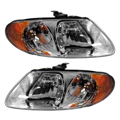 Rareelectrical - New Pair Halogen Headlights Compatible With Chrysler Town And Country Ex Mini Van 2001 2002 2003