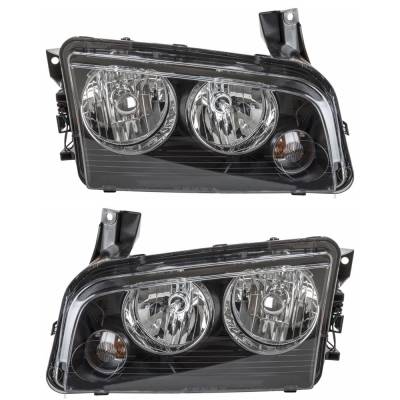 Rareelectrical - New Pair Headlights Compatible With Dodge Charger Base Pursuit R/T Sedan 4 Door 5.7L 2006 2007 By