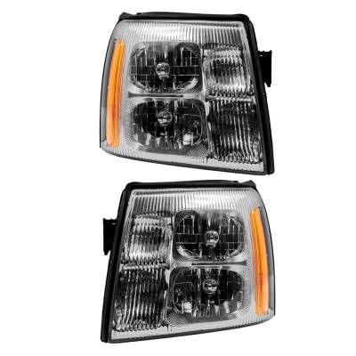 Rareelectrical - New Pair Of Halogen Headlight Compatible With Cadillac Escalade Ext Crew Cab Pickup 2002 By Part