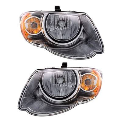 Rareelectrical - New Pair Of Halogen Headlight Compatible With Chrysler Town & Country Base Mini Van 2005-2007 By