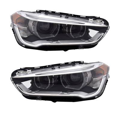 Rareelectrical - New Pair Of Headlights Compatible With Bmw X1 Sdrive28i Led Bulb High And Low Beam Included Clear