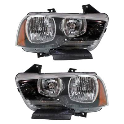 Rareelectrical - New Pair Of Headlight Compatible With Dodge Charger Enforcer 2011-2014 By Part Number 57010410Af