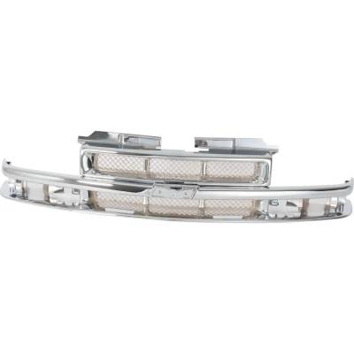 Rareelectrical - Chrome Grille Assembly Compatible With 1998-2005 Chevrolet Blazer Lt 4.3L (98-01) Trailblazer 4.3L
