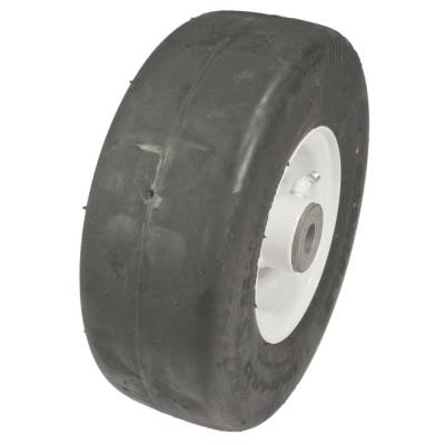 RAREELECTRICAL - Solid Flat Free Wheel Assembly 9X3.50-4 Smooth 5/8 Bore 3-1/4 Hub Steel Bearings Compatible With