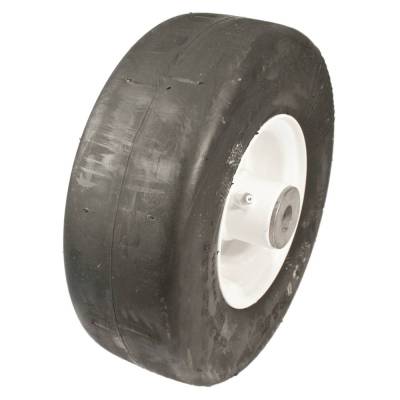 RAREELECTRICAL - Solid Flat Free Wheel Assembly 9X3.50-4 Smooth 5/8 Bore 4 Hub Steel Bearings Compatible With Bobcat