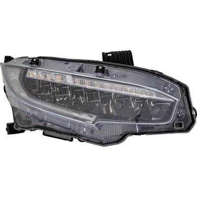 Rareelectrical - Headlight Compatible With 2019 Honda Civic 2.0L 1.5L I4 K20c2 L15b7 K20c1 Right Passenger Side Led