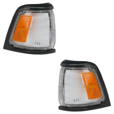 Rareelectrical - Pair Of Corner Lights Compatible With 1989-1991 Toyota Pickup Base 2.4L (89-91) Halogen Black Bezel